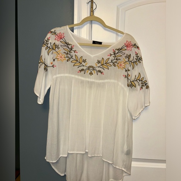 Vici Tops - WOMENS SHEER BLOUSE WHITE AND FLORAL SIZE LARGE VICI